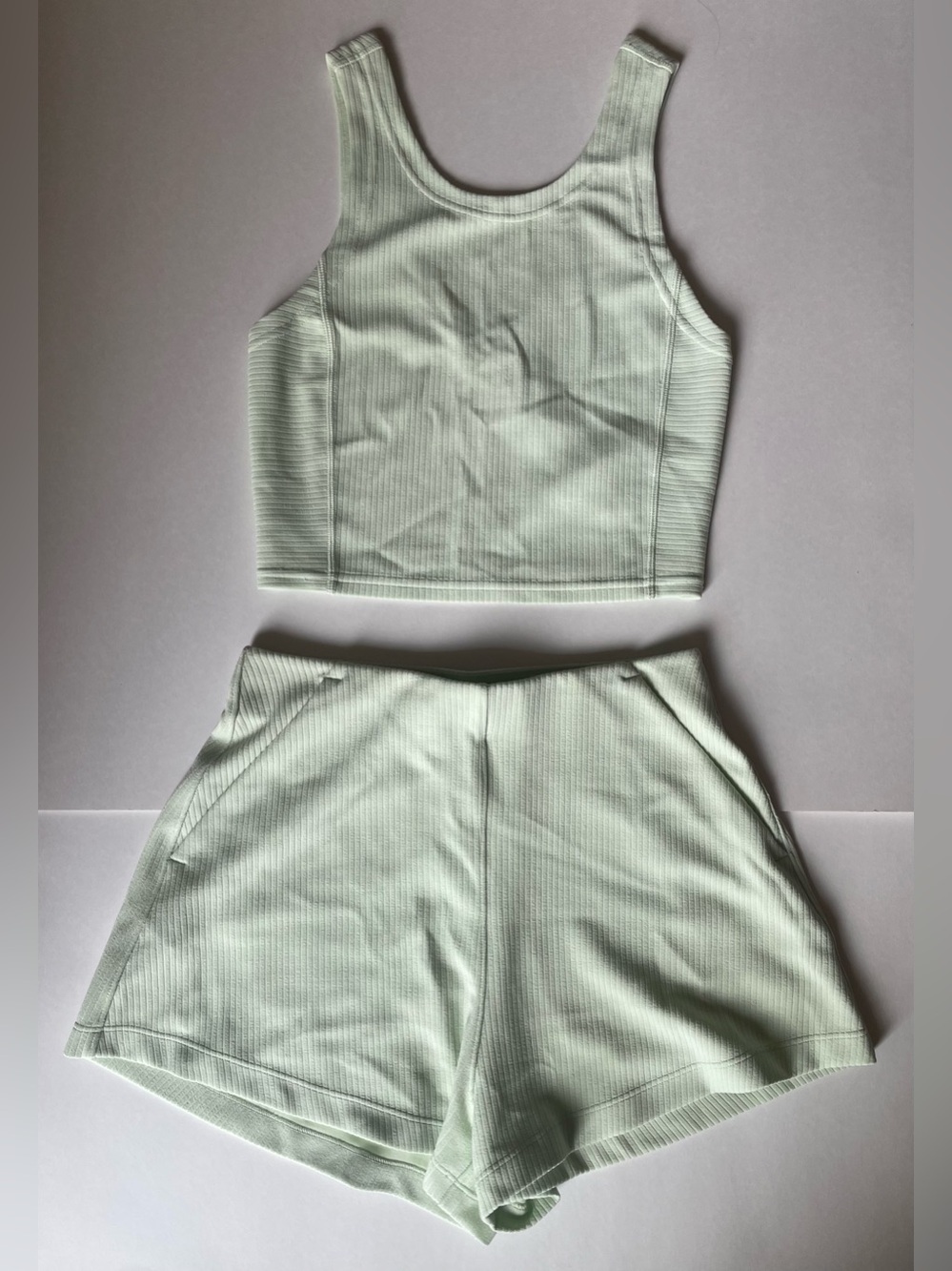 lululemon athletica Ribbed Reversible Tank Top and Shorts Set - Light Mint Green